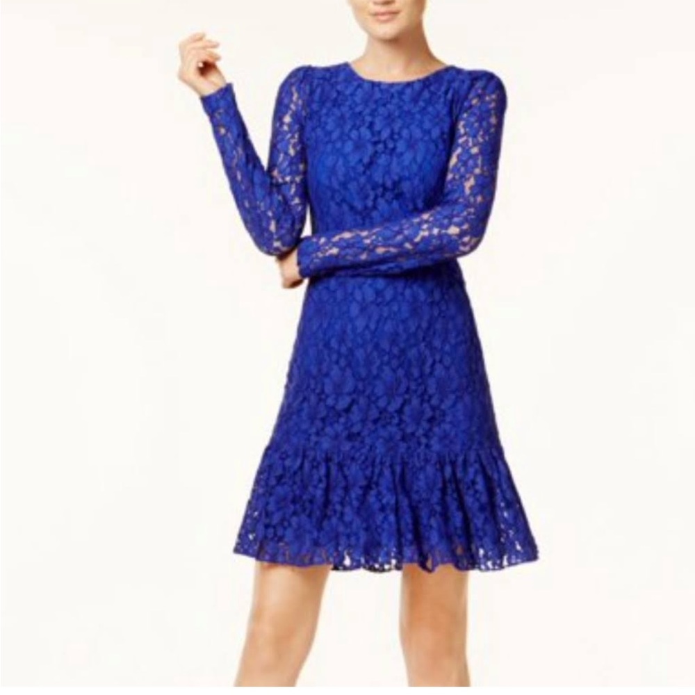 CALVIN KLEIN Floral Lace Flutter Hem sheath cocktail dress wedding Size 4 petite